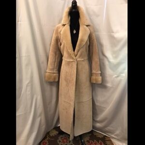 Express vintage Y2K suede long shearling coat Penny lane leather xs 0 2